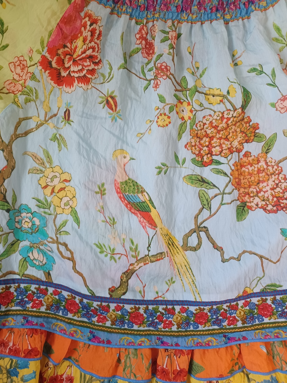 NWT John Mark Peasant Boho Blouse in Tropical Floral Print Bell Sleeves  Medium - Picture 11 of 12